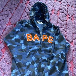 A bathing ape blue camo zip up sweatshirt!